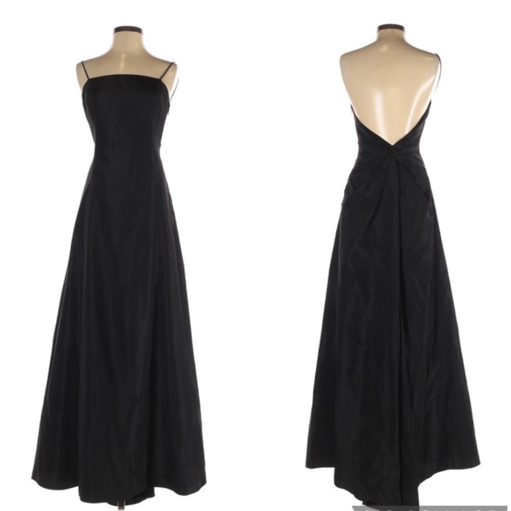 Laundry by Shelli Segal Black Open Back Gown Knot Detail Spaghetti Strap Dress 2